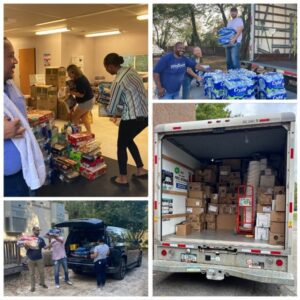 Pyramid staff setting up a dedicated emergency response resource center in Fletcher, NC.